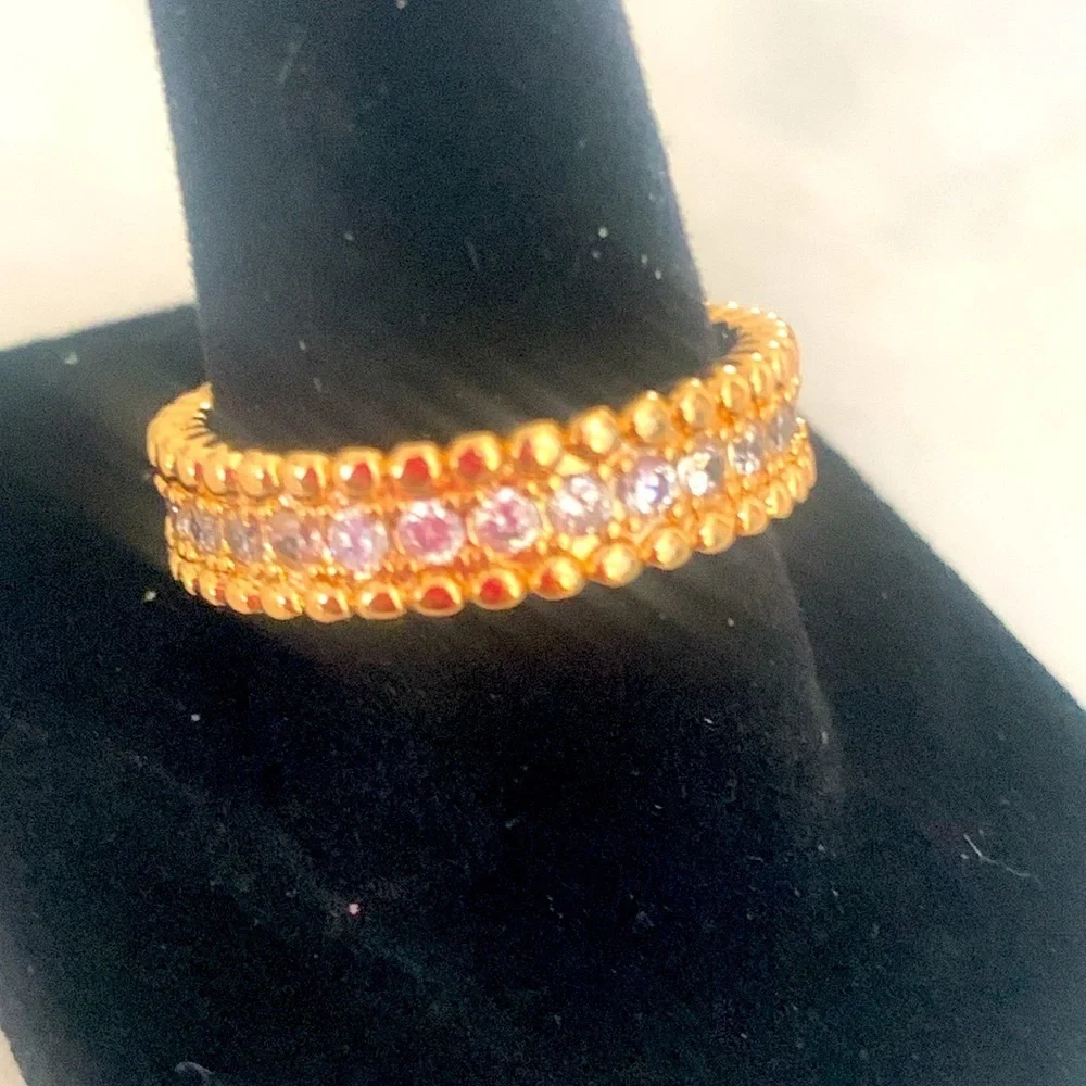 NEW ANNIVERSARY RING Eternity BAND 18k  Gold Plated Size 8 #1